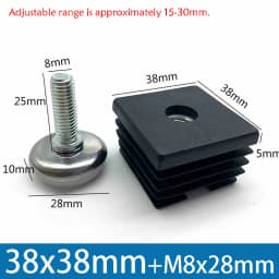 1-100Pcs M8 Adjustable Furniture Feet And Square/Round Tube Plug With Nuts Black Sofa Chair Table Leveler Legs For Furniture