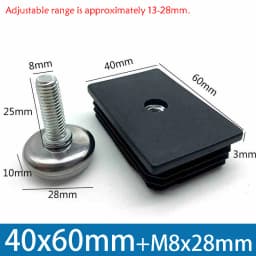 1-100Pcs M8 Adjustable Furniture Feet And Square/Round Tube Plug With Nuts Black Sofa Chair Table Leveler Legs For Furniture