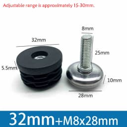 1-100Pcs M8 Adjustable Furniture Feet And Square/Round Tube Plug With Nuts Black Sofa Chair Table Leveler Legs For Furniture