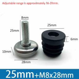 1-100Pcs M8 Adjustable Furniture Feet And Square/Round Tube Plug With Nuts Black Sofa Chair Table Leveler Legs For Furniture