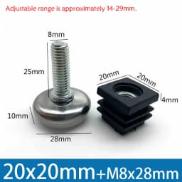 1-100Pcs M8 Adjustable Furniture Feet And Square/Round Tube Plug With Nuts Black Sofa Chair Table Leveler Legs For Furniture