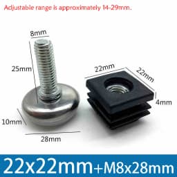 1-100Pcs M8 Adjustable Furniture Feet And Square/Round Tube Plug With Nuts Black Sofa Chair Table Leveler Legs For Furniture