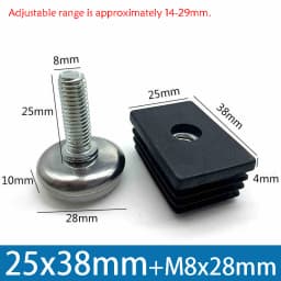 1-100Pcs M8 Adjustable Furniture Feet And Square/Round Tube Plug With Nuts Black Sofa Chair Table Leveler Legs For Furniture