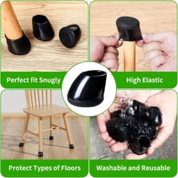 8PCS Chair Leg Floor Protectors Silicone Round with Felt Pads for 15-25° Slanted Legs Anti-Scratch Floor Protectors Hardwood