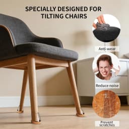 8PCS Chair Leg Floor Protectors Silicone Round with Felt Pads for 15-25° Slanted Legs Anti-Scratch Floor Protectors Hardwood