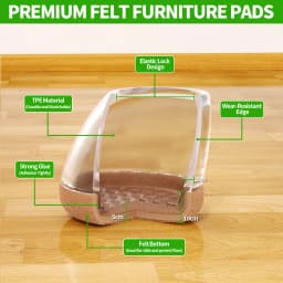 8PCS Chair Leg Floor Protectors Silicone Round with Felt Pads for 15-25° Slanted Legs Anti-Scratch Floor Protectors Hardwood