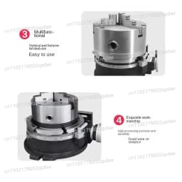 4 Inches Rotary Table Milling Indexing Head Universal Indexing Plate with Three-Jaw Chuck for Vertical And Horizontal Milling