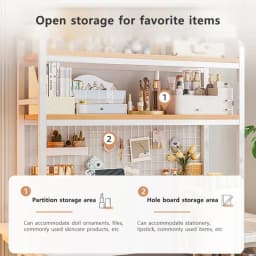 Bookshelf Bookcase with Grid Desktop Multi-layer Wrought Iron Shelf Student Computer Desk Table Hole Board Table Wooden Shelves
