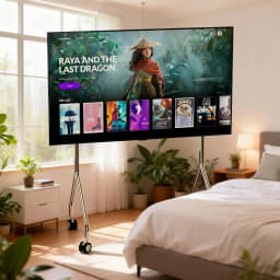 Home Simple Mobile TV Stand Stainless Steel Multifunctional Rolling Cart with Storage for Living Room Bedroom Office Small Space