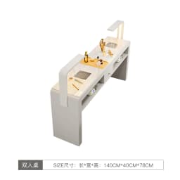 Cream French Nail Table With Lamp Glamour Design European Nail Table Storage Simple Mesa De Manicurista Beauty Salon Furniture