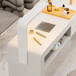 Cream French Nail Table With Lamp Glamour Design European Nail Table Storage Simple Mesa De Manicurista Beauty Salon Furniture