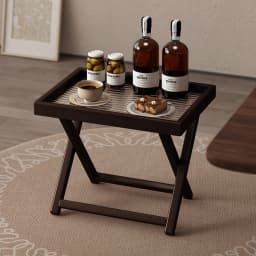 Tea-Colored Outdoor Folding Bamboo Side Table - 15.75"x11.81" Weather Resistant Lightweight for Camping Patio