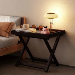 Tea-Colored Outdoor Folding Bamboo Side Table - 15.75"x11.81" Weather Resistant Lightweight for Camping Patio
