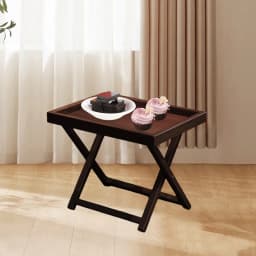 Tea-Colored Outdoor Folding Bamboo Side Table - 15.75"x11.81" Weather Resistant Lightweight for Camping Patio