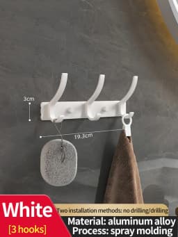Wall-mounted and Door-Back Hanging Hooks, No-Drill, Strong Load Capacity for Entryway, Clothing & Hat Hooks