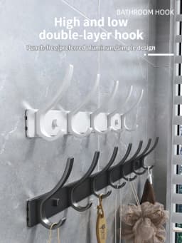 Wall-mounted and Door-Back Hanging Hooks, No-Drill, Strong Load Capacity for Entryway, Clothing & Hat Hooks