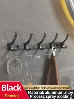 Wall-mounted and Door-Back Hanging Hooks, No-Drill, Strong Load Capacity for Entryway, Clothing & Hat Hooks