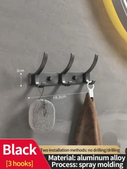 Wall-mounted and Door-Back Hanging Hooks, No-Drill, Strong Load Capacity for Entryway, Clothing & Hat Hooks