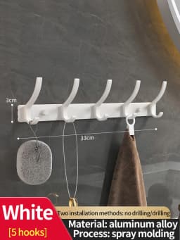 Wall-mounted and Door-Back Hanging Hooks, No-Drill, Strong Load Capacity for Entryway, Clothing & Hat Hooks