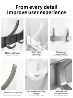 Wall-mounted and Door-Back Hanging Hooks, No-Drill, Strong Load Capacity for Entryway, Clothing & Hat Hooks