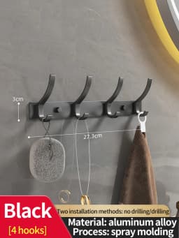Wall-mounted and Door-Back Hanging Hooks, No-Drill, Strong Load Capacity for Entryway, Clothing & Hat Hooks