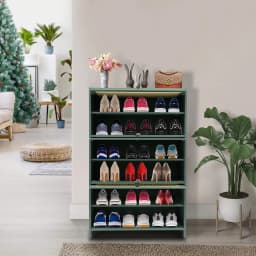 Shoe Cabinet Green 3 Doors Shoe Storage Cabinet Bamboo Shoe Floor Storage Organizer Rack Shoes Organizer Freestanding for