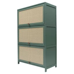 Shoe Cabinet Green 3 Doors Shoe Storage Cabinet Bamboo Shoe Floor Storage Organizer Rack Shoes Organizer Freestanding for