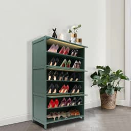 Shoe Cabinet Green 3 Doors Shoe Storage Cabinet Bamboo Shoe Floor Storage Organizer Rack Shoes Organizer Freestanding for