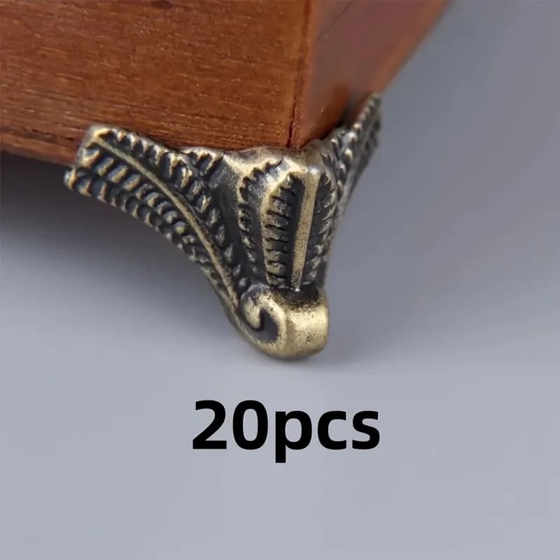 20PCS Antique Box Bracket Antique Corner Protectors Jewelry Box Decorative Leg Corner Bracket Wooden Case Feet Leg 
