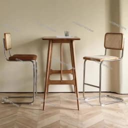 Modern Rattan Bar Stool with Metal Frame Minimalist Design Counter Chair for Kitchen Island Bar Living Room