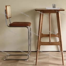 Modern Rattan Bar Stool with Metal Frame Minimalist Design Counter Chair for Kitchen Island Bar Living Room