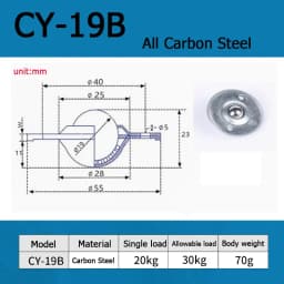 1-10pcsCY-12/16/19/22/25/30B Flying Saucer Universal Ball Bearing Bull Eye Wheel Stainless Steel Nylon Ball Universal Ball Ball