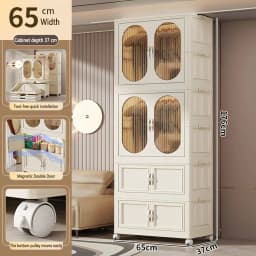 Foldable Baby Closet Plastic Infant Wardrobe Children's Clothing Storage Cabinet for Home Bedroom No Installation Needed