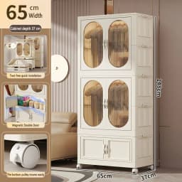 Foldable Baby Closet Plastic Infant Wardrobe Children's Clothing Storage Cabinet for Home Bedroom No Installation Needed