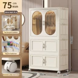 Foldable Baby Closet Plastic Infant Wardrobe Children's Clothing Storage Cabinet for Home Bedroom No Installation Needed