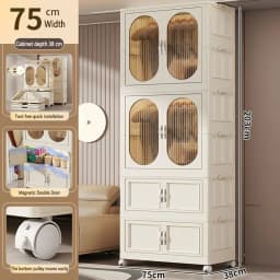 Foldable Baby Closet Plastic Infant Wardrobe Children's Clothing Storage Cabinet for Home Bedroom No Installation Needed