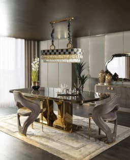 High-end modern luxury dining table set 10-12 seats marble top gold stainless steel dining table set kitchen hotel villa