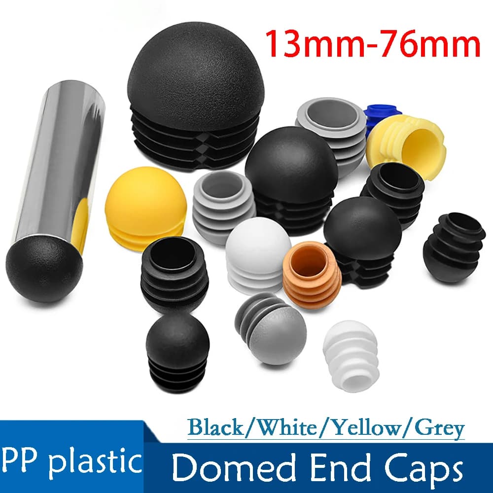 Plastic Round Pipe Plug13mm-76mm End Caps Blanking Plugs Bung Tube Pipe Inserts Black/White/Yellow/Grey Domed End Caps