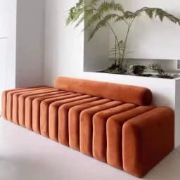 Modern Velvet Striped Block Sofa - Plush Soft Surface, Modular Striped Design, Comfortable Seating for Living Room Home Decor