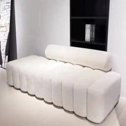Modern Velvet Striped Block Sofa - Plush Soft Surface, Modular Striped Design, Comfortable Seating for Living Room Home Decor