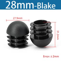 Black Plastic Round Pipe Plug Tube Non-Slip Chair Leg Foot Dust Cover Domed End Caps Floor Protector Pad Dia 13 16 19 20 22-76mm