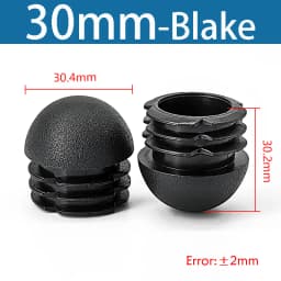 Black Plastic Round Pipe Plug Tube Non-Slip Chair Leg Foot Dust Cover Domed End Caps Floor Protector Pad Dia 13 16 19 20 22-76mm