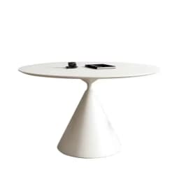 Cream wind minimalist dining table and chairs rock slab round dining table pure white