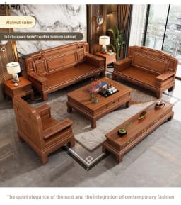 CZ All-Solid Wood Sofa Combination Chinese Classical Carved Winter and Summer Dual-Purpose Villa Living Room Furniture