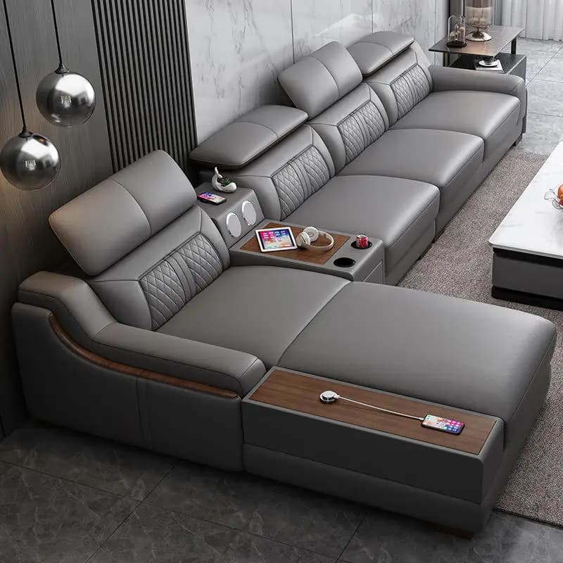 Atunus Leather Sofa Luxury Couches 7 Seater Sofa Set Sectional Corner Modular Modern Sofa Living Room L Shape Couch