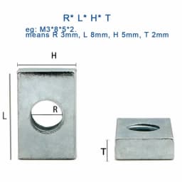 M3 M4 M5 M6 M8 M10 M12 304 Stianless Steel Square Nut Rectangular Nuts Thin Slider Block Nuts Aluminum Profile Accessory