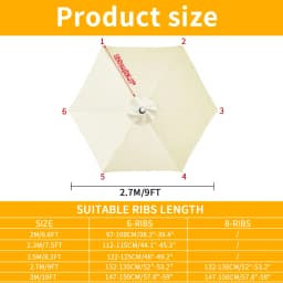 Patio Umbrella Replacement Cloth 6/8 Ribs Waterproof Garden Backyard Pool Cantilever Sunshade Top Cover For Outdoor Table Canoy