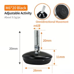 2PCS M6 Adjustable Leveling Chair Leg Feet Furniture Mat Screw-in Base Sofa Bed Cabinet Table Floor Protector Anti-slip Pad