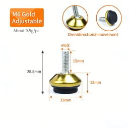 2PCS M6 Adjustable Leveling Chair Leg Feet Furniture Mat Screw-in Base Sofa Bed Cabinet Table Floor Protector Anti-slip Pad