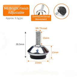 2PCS M6 Adjustable Leveling Chair Leg Feet Furniture Mat Screw-in Base Sofa Bed Cabinet Table Floor Protector Anti-slip Pad